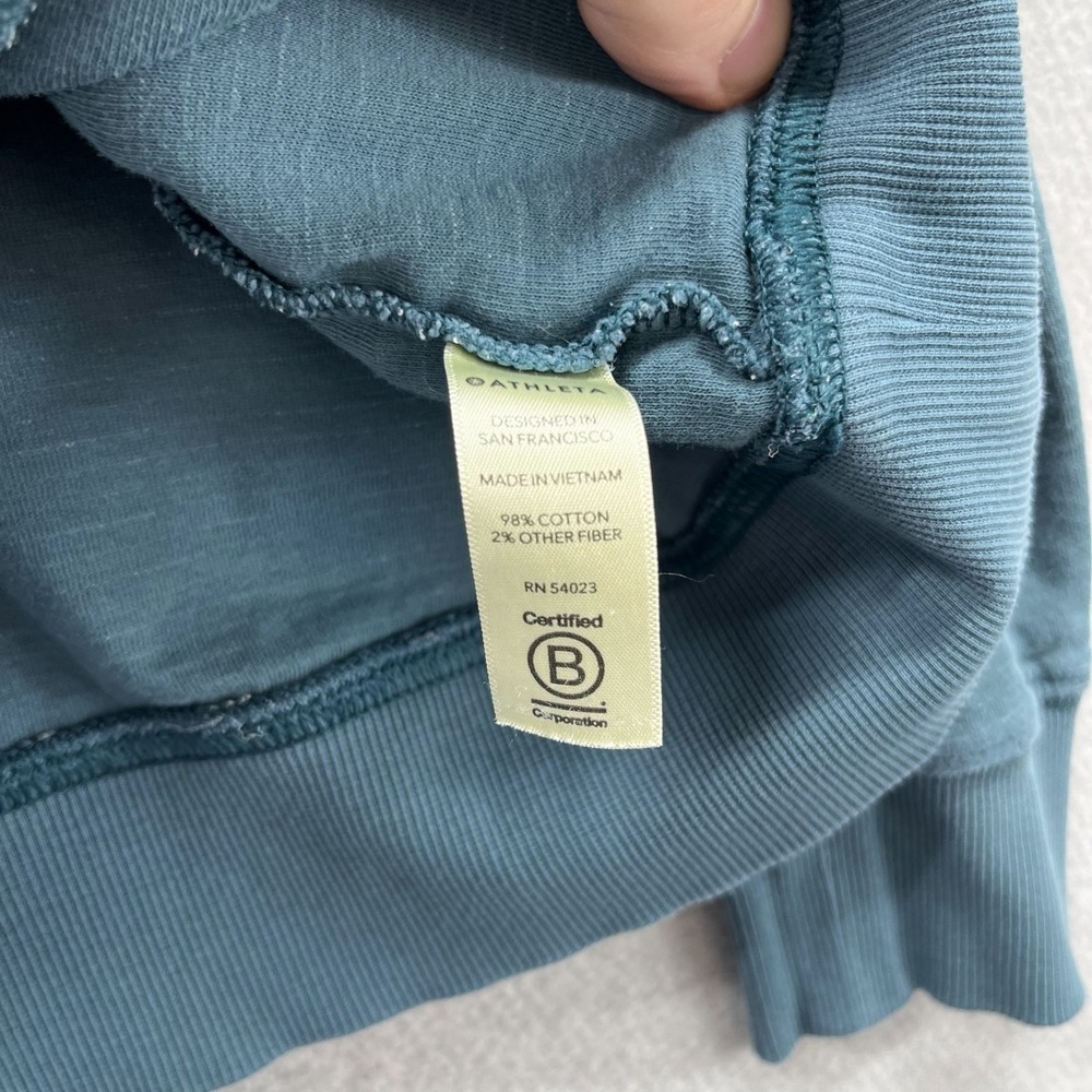 Athleta Sweatshirt Women M Teal Blue Raglan Crew Neck Slub Knit Pullover Sweater - Picture 10 of 12